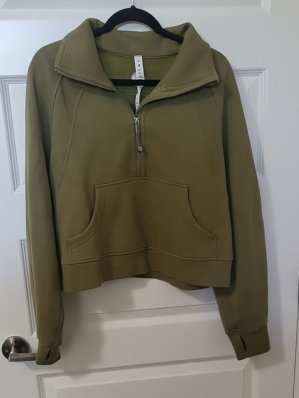 Lululemon Olive Green Half-Zip Cropped Pullover Size M/L